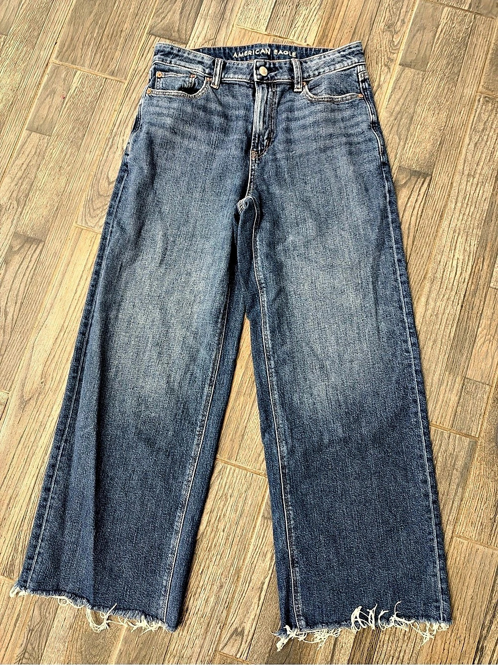 American Eagle Super High-Rise Jegging Wide Leg Jeans Blue Waist 6